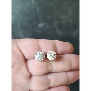 JCM 925 Sterling Silver Clear Rhinestone Spherical Stud Earrings Vintage, Thai
